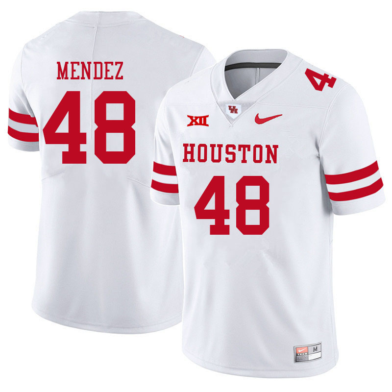 Men #48 Caleb Mendez Houston Cougars College Big 12 Conference Football Jerseys Sale-White
